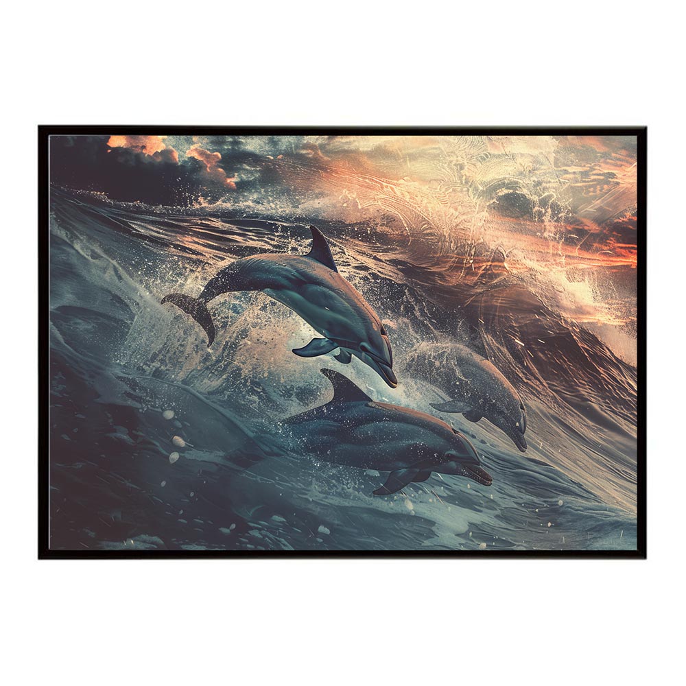 イルカ 海 ブルー ドルフィン 夏 ポスター クジラ シャチ 水族館 水中　南国 ハワイ 自然 サーフ用紙とサイズが選べる インテリア おしゃれ プリントポスター フォト オシャレ アート お洒落 特大 大きい【lh-poster-6032】