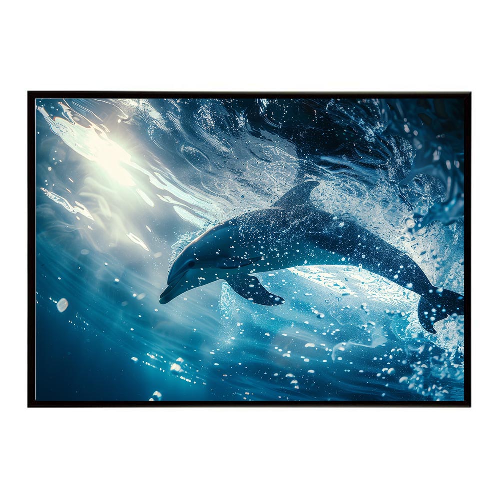 イルカ 海 ブルー ドルフィン 夏 ポスター クジラ シャチ 水族館 水中　南国 ハワイ 自然 サーフ用紙とサイズが選べる インテリア おしゃれ プリントポスター フォト オシャレ アート お洒落 特大 大きい【lh-poster-6051】