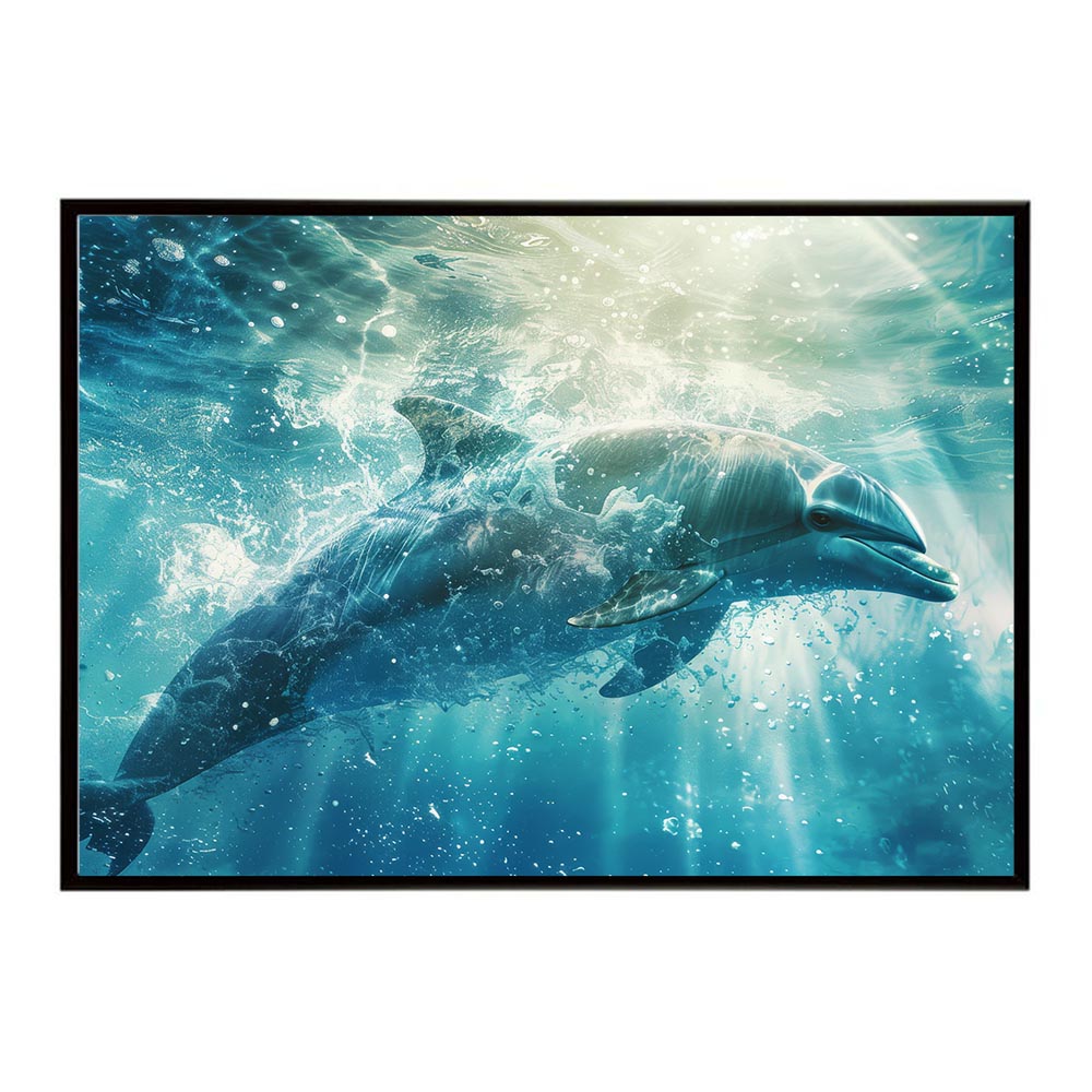 イルカ 海 ブルー ドルフィン 夏 ポスター クジラ シャチ 水族館 水中　南国 ハワイ 自然 サーフ用紙とサイズが選べる インテリア おしゃれ プリントポスター フォト オシャレ アート お洒落 特大 大きい【lh-poster-6084】