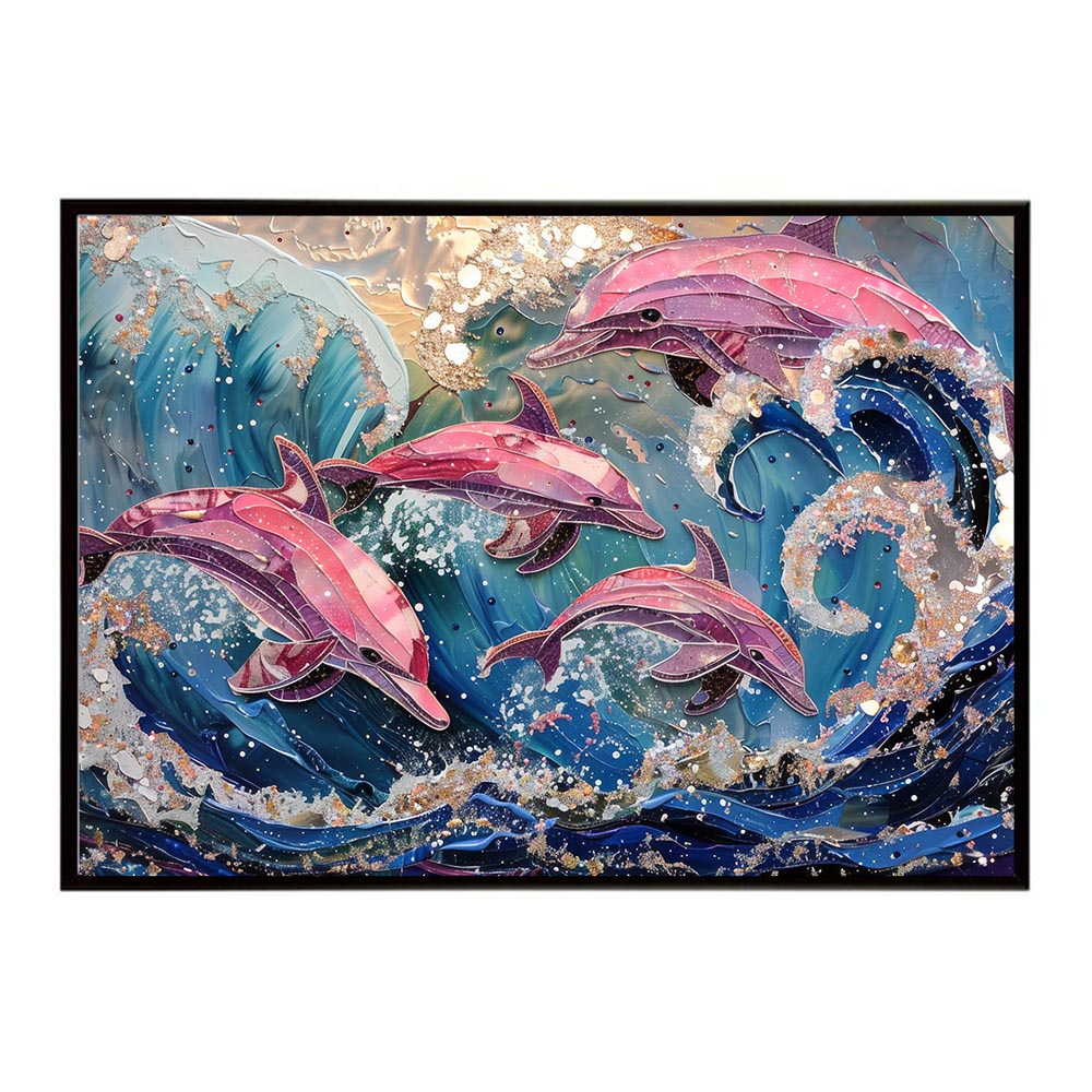 イルカ 海 ブルー ドルフィン 夏 ポスター クジラ シャチ 水族館 水中　南国 ハワイ 自然 サーフ用紙とサイズが選べる インテリア おしゃれ プリントポスター フォト オシャレ アート お洒落 特大 大きい【lh-poster-6112】