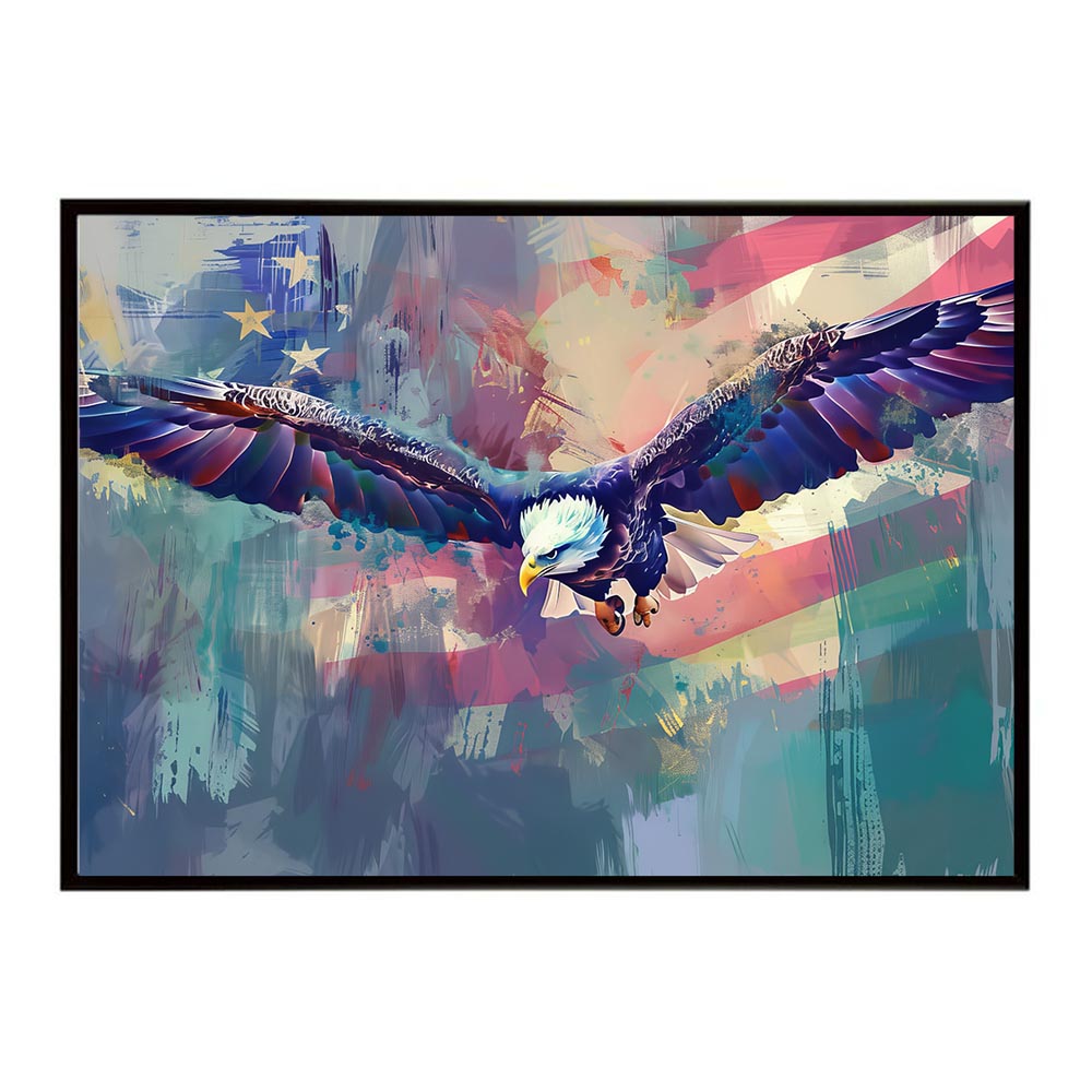 アメリカン＆イーグル 国旗 鷹 鷲 トンビ 星条旗 フラッグ アメリカ アートポスター 用紙とサイズが選..
