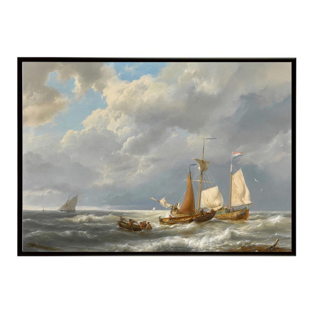 世界の古い絵画 レトロポスター デジタルリマスターA Dutch Barge Offshore Amid Small Vessels in a Stiff Breeze インテリア a0 a1 a2 a3 a4 b4 b0 b1 b2 b3作品 油絵 水彩画 おしゃれ モダン シンプル お洒落