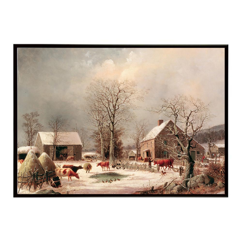Rakuten - 世界の古い絵画 レトロポスター デジタルリマスターFarmyard in Winter インテリア a0 a1 a2 a3 a4 b4 b0 b1 b2 b3作品 油絵 水彩画 おしゃれ モダン シンプル お洒落【bn-poster-3181】