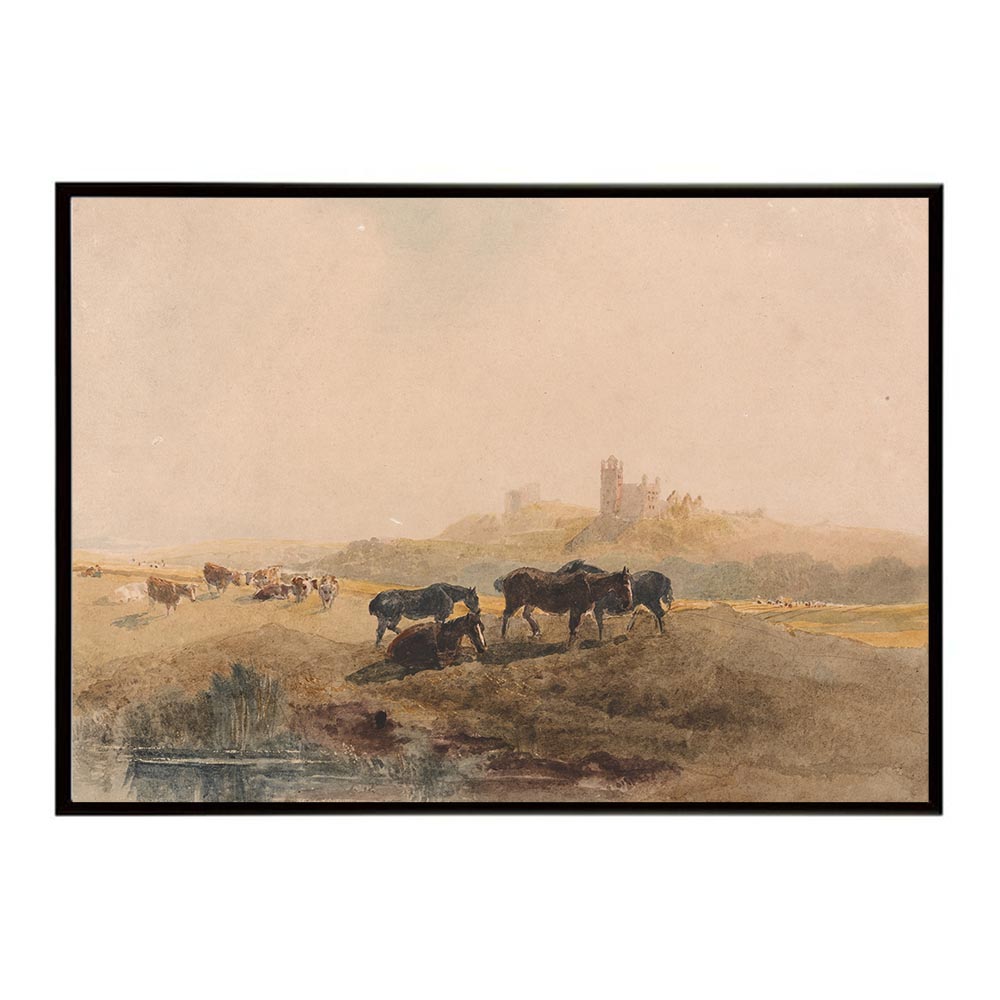 世界の古い絵画 レトロポスター デジタルリマスターHorses Resting in a Meadow near Bolsover Castle インテリア a0 a1 a2 a3 a4 b4 b0 b1 b2 b3作品 油絵 水彩画 おしゃれ モダン シンプル お洒落