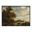 世界の古い絵画 レトロポスター デジタルリマスターRiver Landscape With Fishermen And Cattle The Grote Ker...
