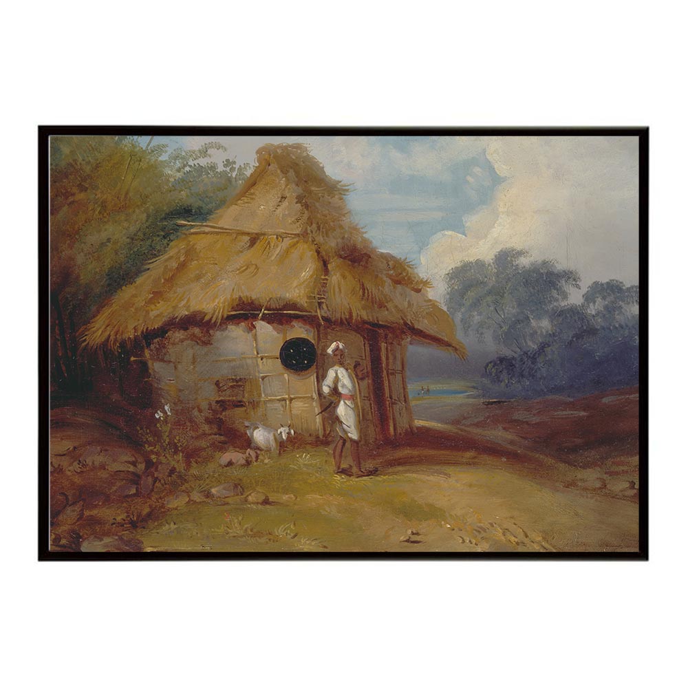 世界の古い絵画 レトロポスター デジタルリマスターView in Southern India with a Warrior Outside hi..