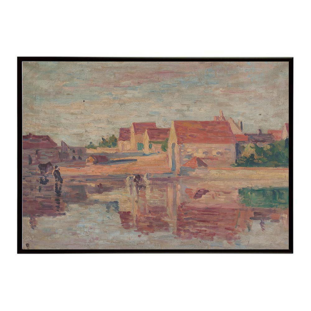 世界の古い絵画 レトロポスター デジタルリマスターVillage au bord d’une riviere インテリア a0 a1 a2 a3 a4 b4 b0 b1 b2 b3作品 油絵 水彩画 おしゃれ モダン シンプル お洒落【bn-poster-4889】