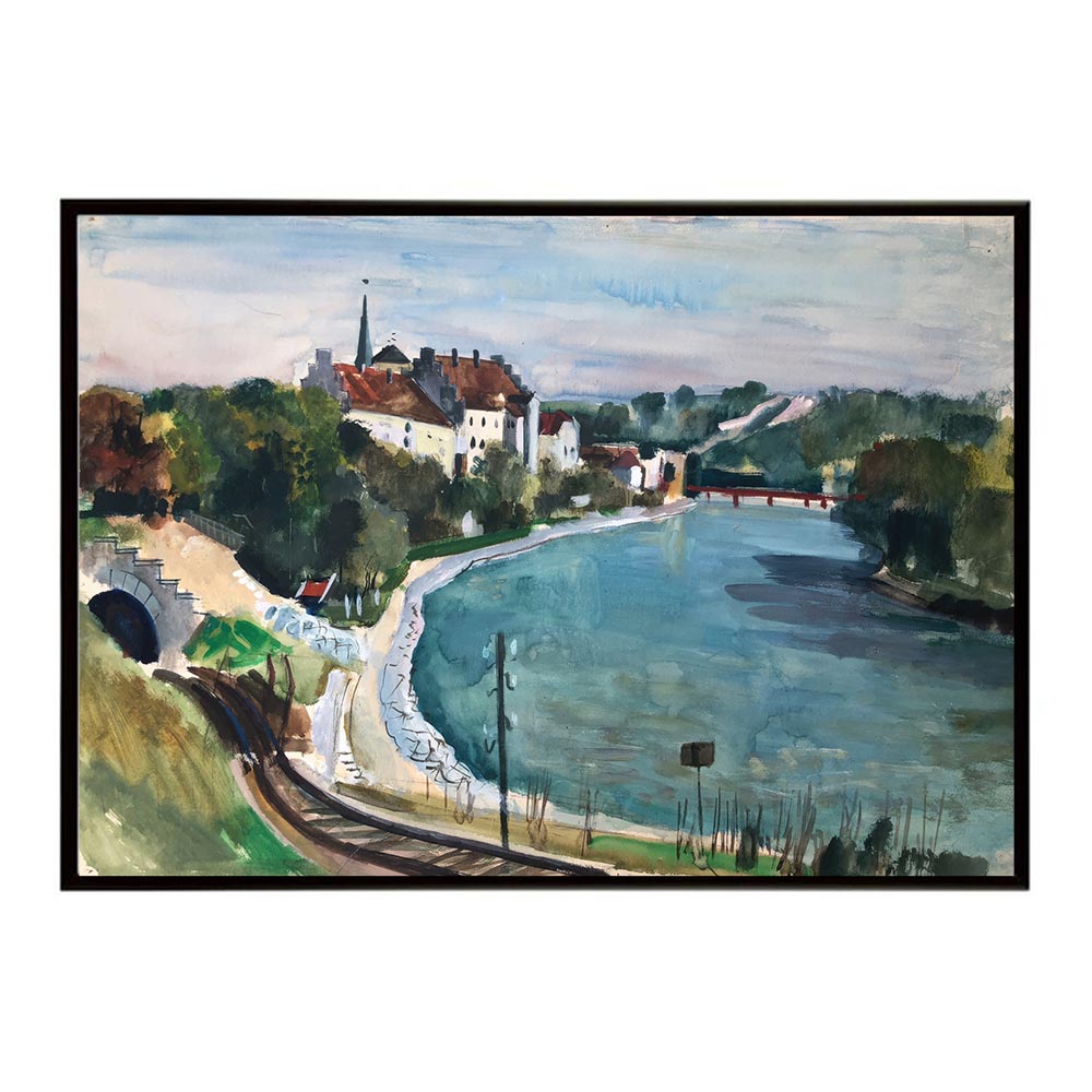 世界の古い絵画 レトロポスター デジタルリマスターWasserburg am Inn ? mit Innberge. Vorne links der Wasserburger Eisenbanhtunnel インテリア a0 a1 a2 a3 a4 b4 b0 b1 b2 b3作品 油絵 水彩画 おしゃれ モダン シンプル お洒落【bn-poster-4933】