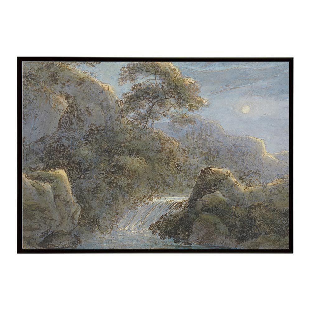 世界の古い絵画 レトロポスター デジタルリマスターWaterfall in the Mountains by Moonlight インテリア a0 a1 a2 a3 a4 b4 b0 b1 b2 b3作品 油絵 水彩画 おしゃれ モダン シンプル お洒落【bn-poster-4942】