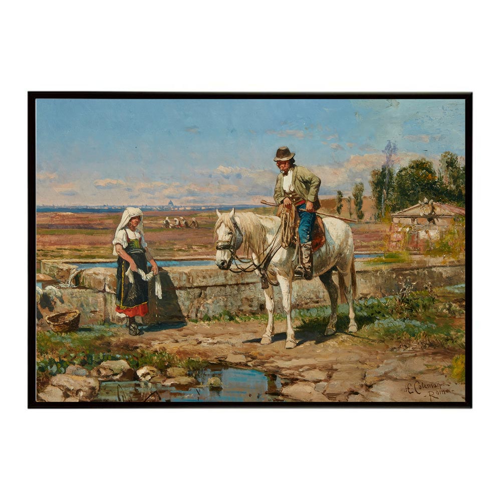 ポスター 名画 絵画 横 a0 a1 a2 a3 a4 b0 b2 b1 b3 b4 A Buttero at the Fountain インテリア おしゃれ デジタルリマスター 牧場 泉 イタリア