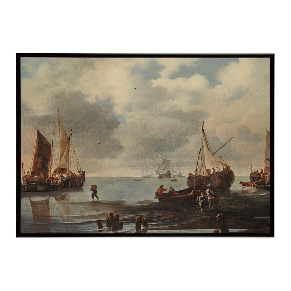 ポスター 名画 絵画 横 a0 a1 a2 a3 a4 b0 b2 b1 b3 b4 A Calm with Ships and Fishermen along the Shore インテリア おしゃれ デジタルリマスター 船舶 漁師 海岸【bn-poster-5158】