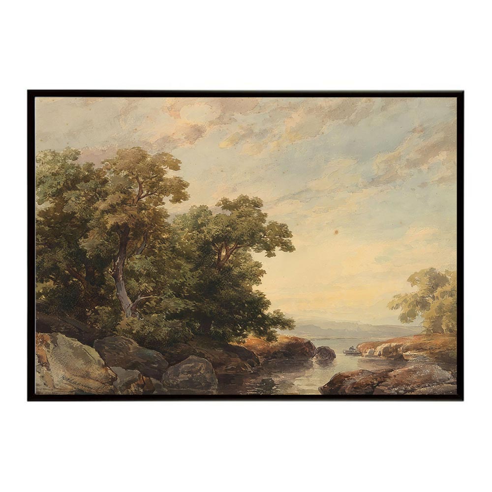 ポスター 名画 絵画 横 a0 a1 a2 a3 a4 b0 b2 b1 b3 b4 A Lakeshore in the Evening インテリア おしゃれ デジタルリマスター 湖 夕暮れ 静寂【bn-poster-5169】