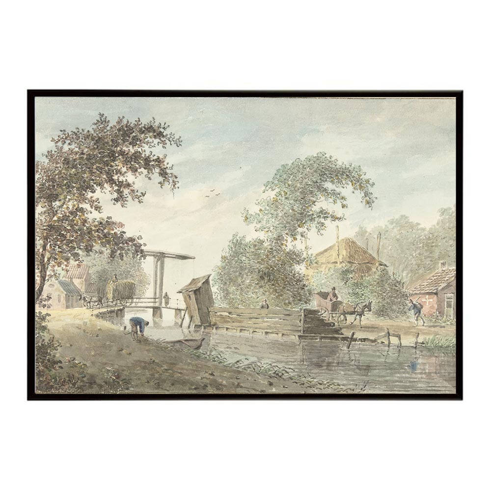 ポスター 名画 絵画 横 a0 a1 a2 a3 a4 b0 b2 b1 b3 b4 農場と跳ね橋 オランダ 風景 インテリア おしゃれ デジタルリマスター 【bn-poster-5423】