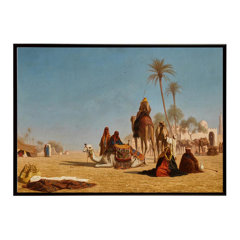 ポスター 名画 絵画 フレーム キャラバンの停留 インテリア おしゃれ 歴史風景 デジタルリマスター 横 ..