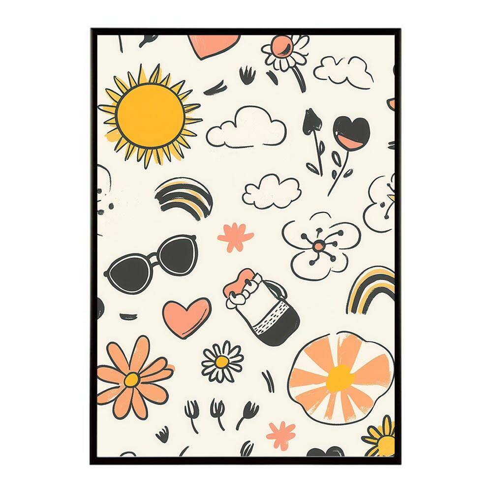 Rakuten - キッズルーム 可愛い 絵本風 カラフル ポップアート レトロ キャラクター キュート ウサギ ネコ 子供部屋 動物 楽しい ポスター 用紙とサイズが選べる インテリア おしゃれ プリントポスター フォト イラスト 【lh-poster-10438】