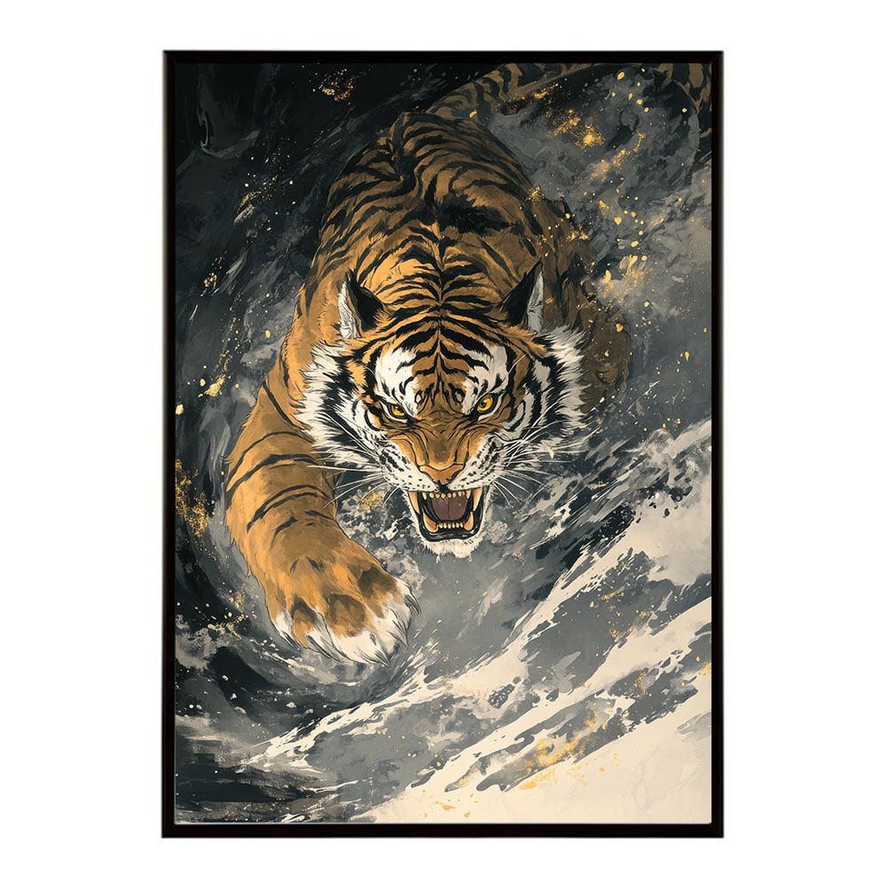 Rakuten - トラ 虎 絵画 掛け軸風 浮世絵 画家 日本 和風 絵 アート 手書き ポスター 用紙とサイズが選べる インテリア おしゃれ プリントポスター フォト イラスト【lh-poster-10514】