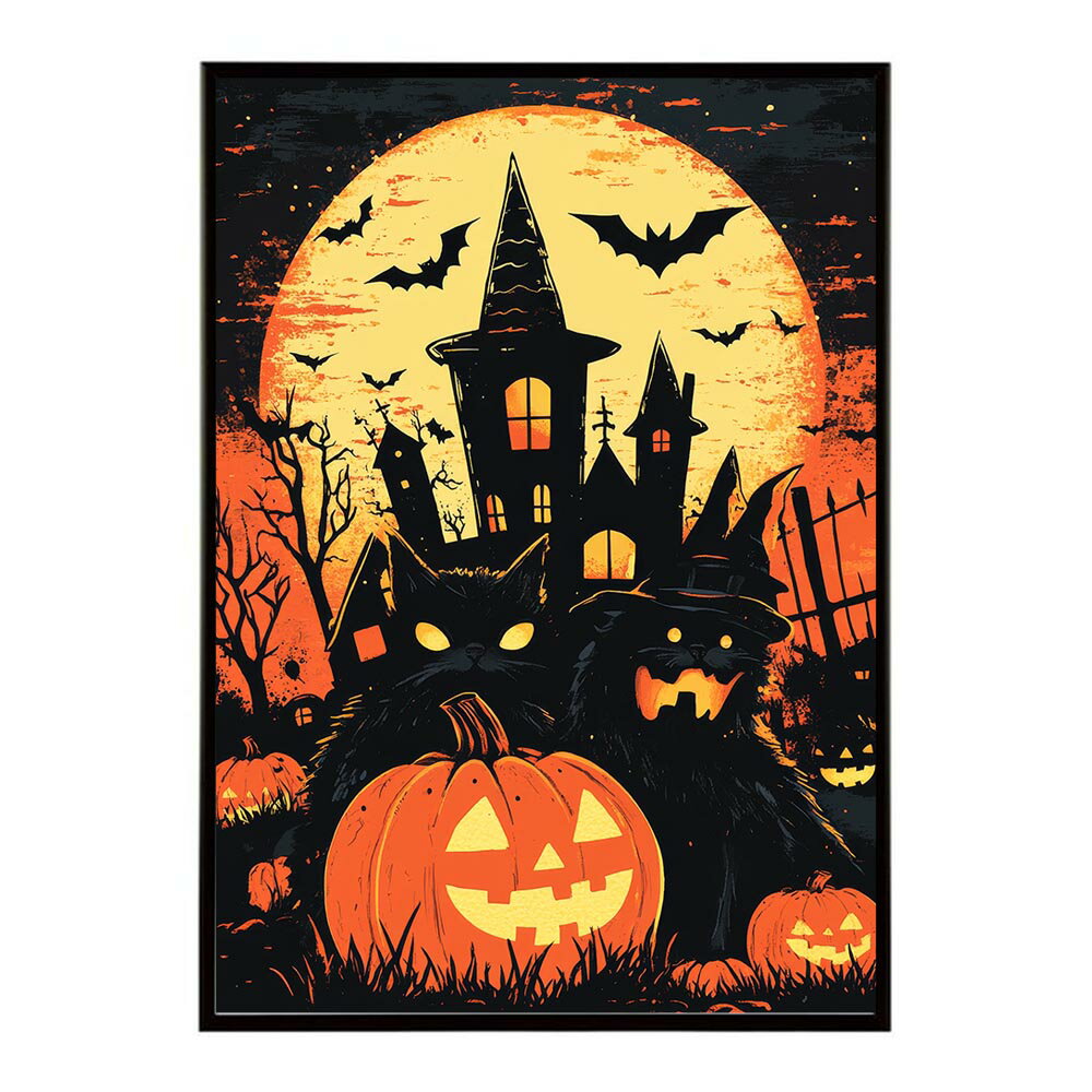 ハロウィン halloween ハロウィーン カボチャ ジャックオーランタン イベント 季節 子供 オレンジ 秋 ポスター 用紙とサイズが選べる インテリア おしゃれ プリントポスター フォト イラスト お洒落 特大 大きい【lh-poster-9630】