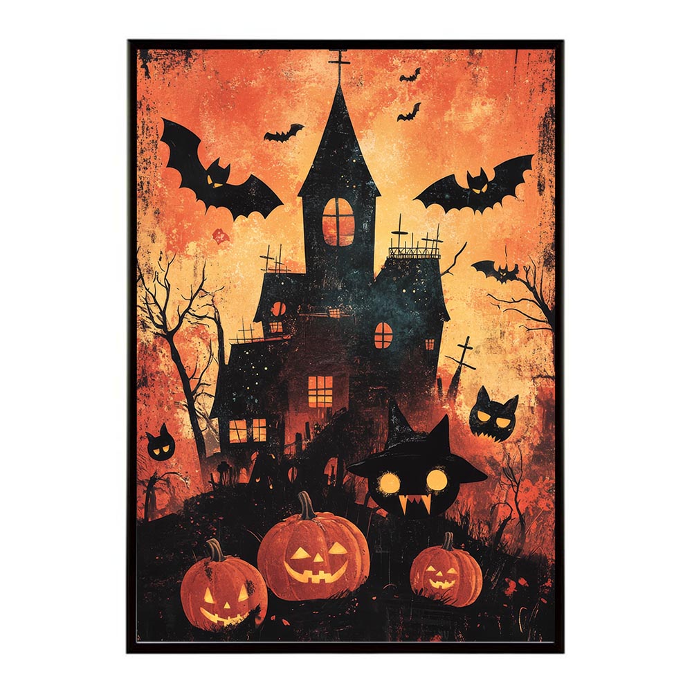 ハロウィン halloween ハロウィーン カボチャ ジャックオーランタン イベント 季節 子供 オレンジ 秋 ポスター 用紙とサイズが選べる インテリア おしゃれ プリントポスター フォト イラスト お洒落 特大 大きい【lh-poster-9658】
