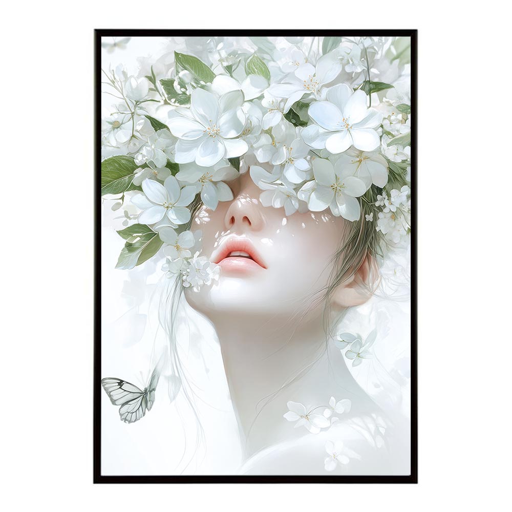 アートフラワーレディ お花 ブーケ 女性 モデル 植物 ボタニカル 北欧 ポスター 用紙とサイズが選べる インテリア おしゃれ プリントポスター フォト イラスト【me-poster-27】
