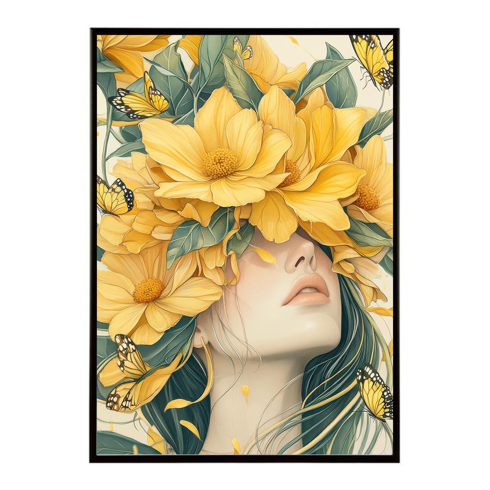 アートフラワーレディ お花 ブーケ 女性 モデル 植物 ボタニカル 北欧 ポスター 用紙とサイズが選べる インテリア おしゃれ プリントポスター フォト イラスト【me-poster-35】