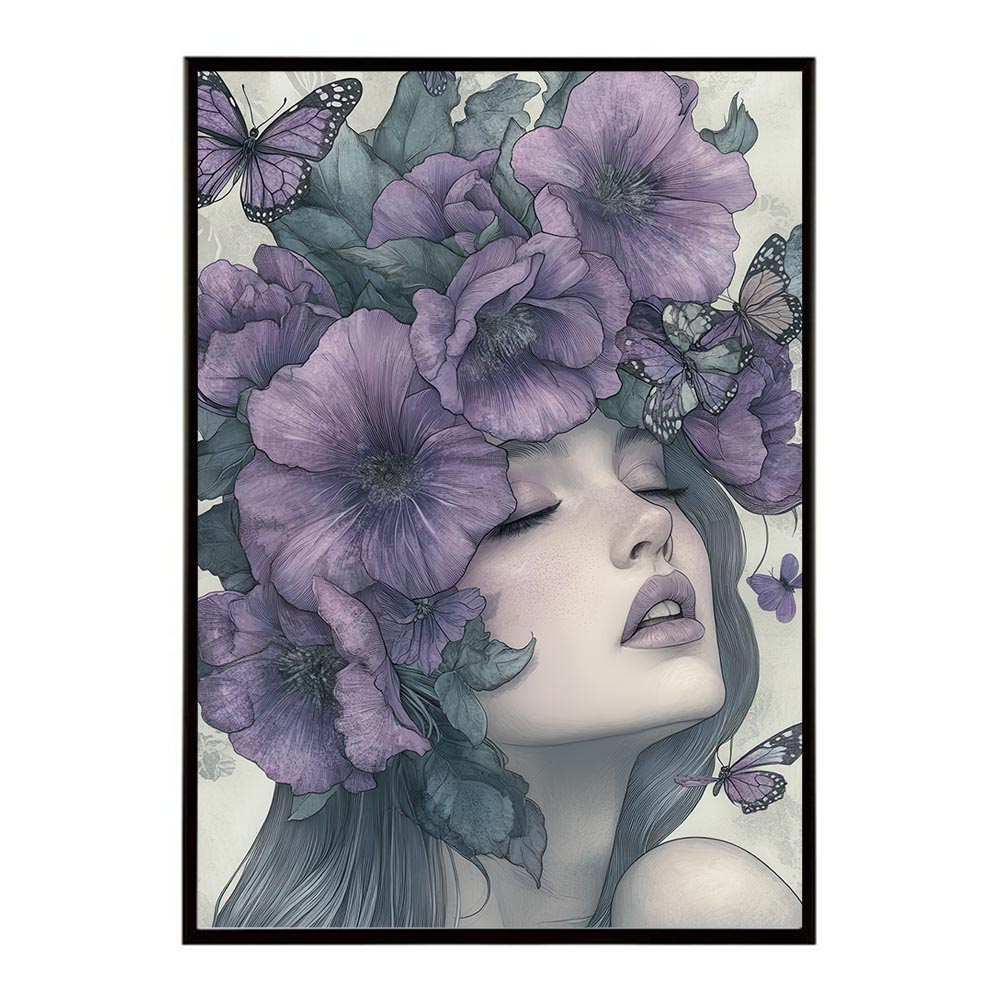 アートフラワーレディ お花 ブーケ 女性 モデル 植物 ボタニカル 北欧 ポスター 用紙とサイズが選べる インテリア おしゃれ プリントポスター フォト イラスト【me-poster-7】