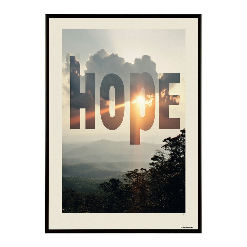 HOPE ポスター タイポグラフィ モノクロ おしゃれ エモい アートプリント 英字ロゴ インテリア 壁掛け 北欧風 リビング 寝室 カフェ インテリア おしゃれ プリントポスター フォト 特大 大きい【lm-poster-1063】