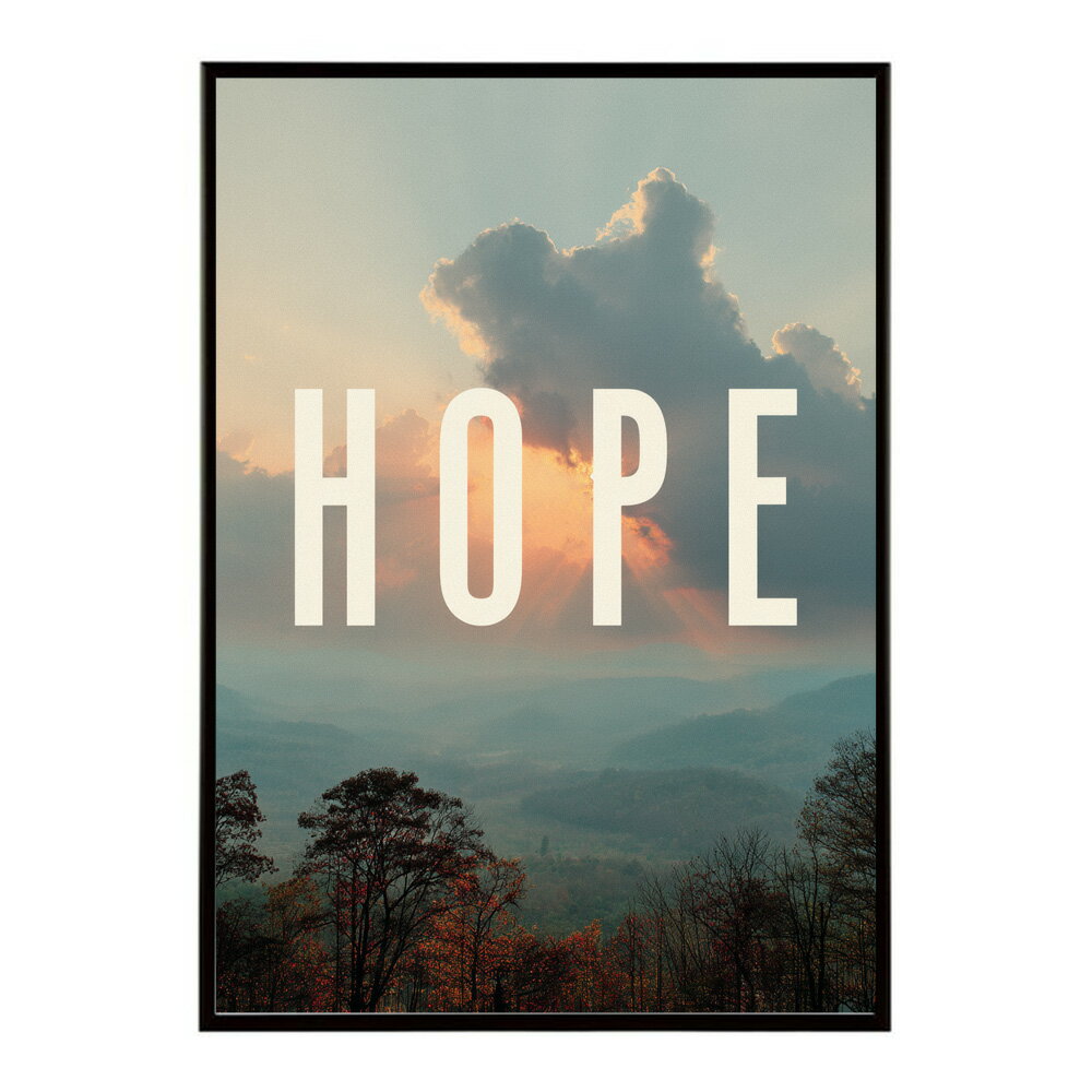 HOPE ポスター タイポグラフィ モノクロ おしゃれ エモい アートプリント 英字ロゴ インテリア 壁掛け 北欧風 リビング 寝室 カフェ インテリア おしゃれ プリントポスター フォト 特大 大きい【lm-poster-1082】