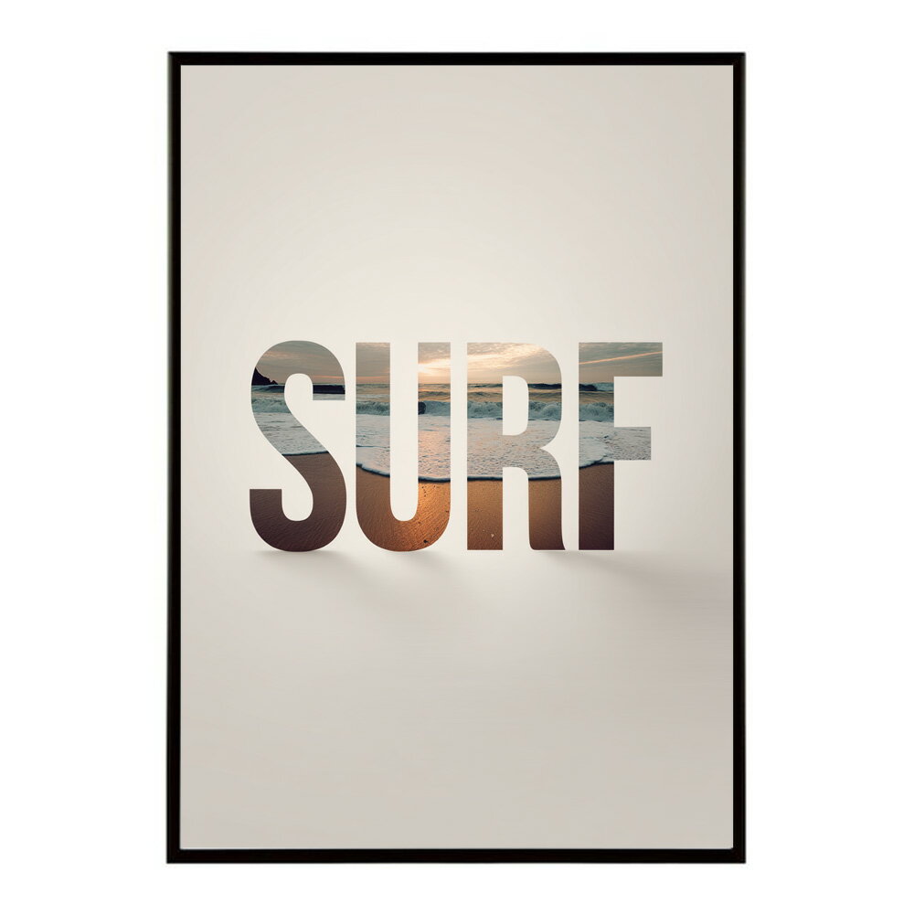 Rakuten - SURF ポスター ビーチ 海 ロゴ タイポグラフィ モノクロ おしゃれ エモい アートプリント 北欧 インテリア 壁掛け リビング 寝室 インテリア おしゃれ プリントポスター フォト 特大 大きい【lm-poster-1162】