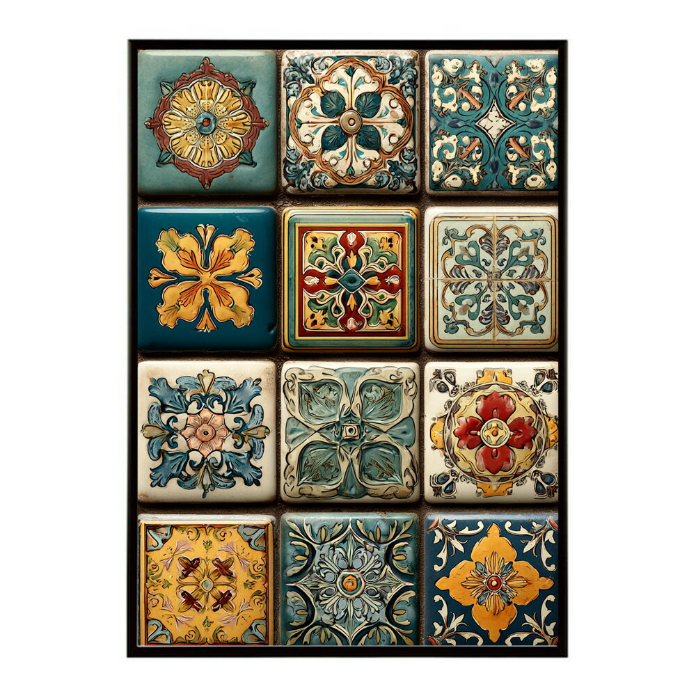 アズレージョ ポスター タイル柄 モロッコ風 インテリア アート おしゃれ 壁掛け ポスター 北欧 雑貨 ..