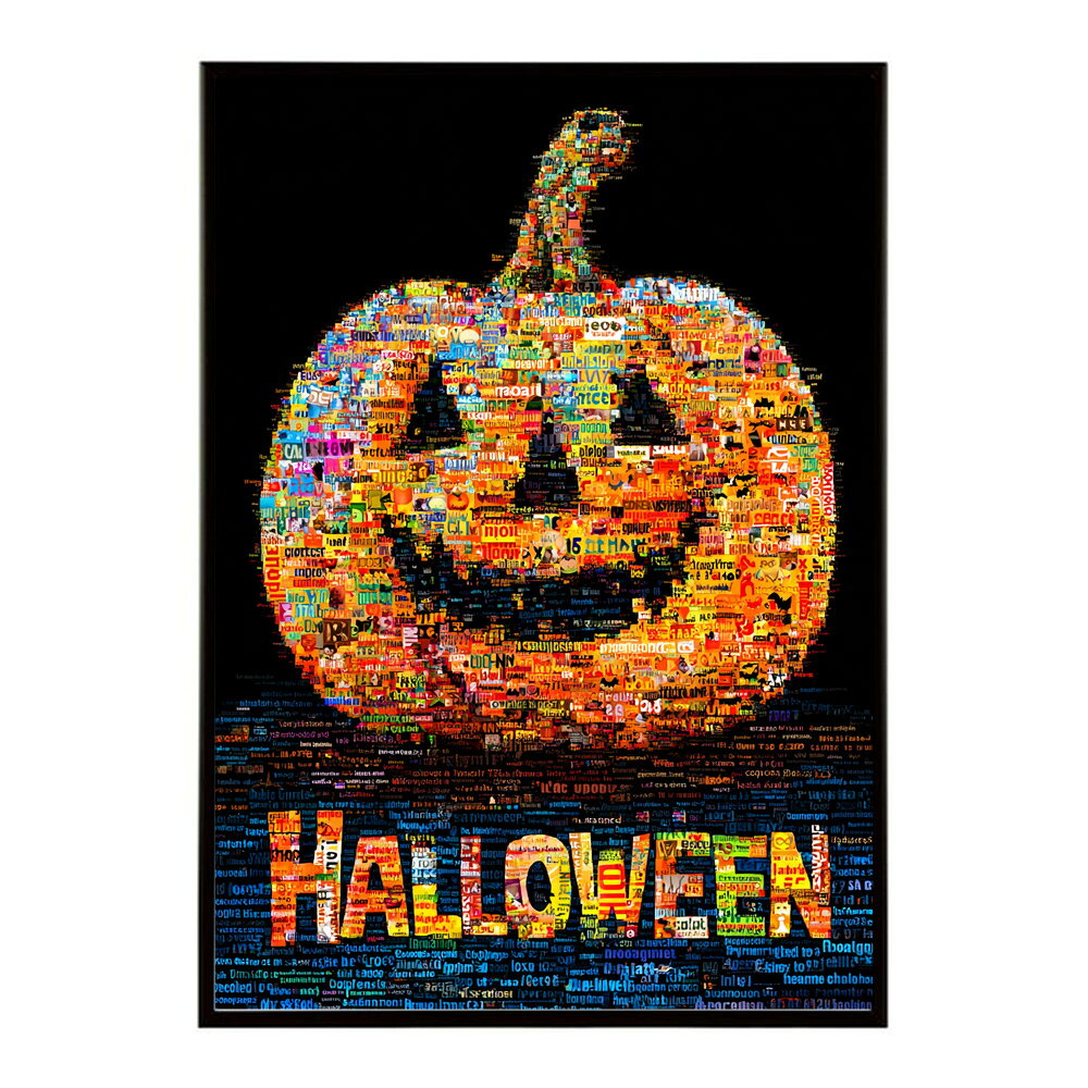 ハロウィーン Halloween ハロウィン Hallowe'en カボチャ ジャックオーランタン ポスター オレンジ パンプキン インテリア おしゃれ プリントポスター フォト イラスト お洒落 特大 大きい