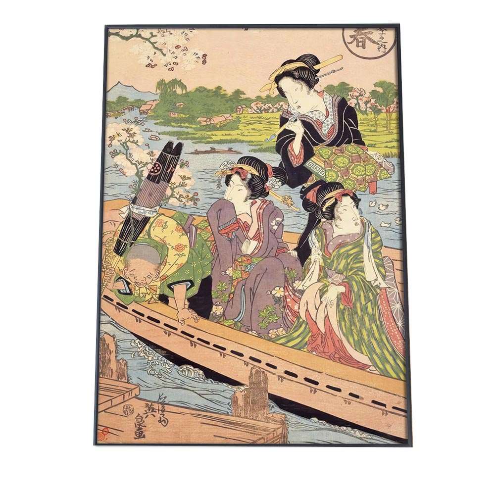 歌舞伎 和柄 浮世絵 江戸 アートプリント ポスター インテリア おしゃれ アート モダン シンプル お洒落 ヴィンテージ レトロ 古紙 縦【bn-poster-921】