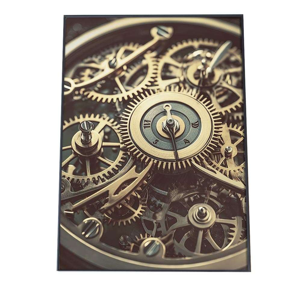 ポスター 時計 機械 ギア クロック【用紙×サイズ×デザイン】 部屋 飾る 雑貨 タペストリー インテリア おしゃれ 男前 ミッドセンチュリー【lh-poster-857】