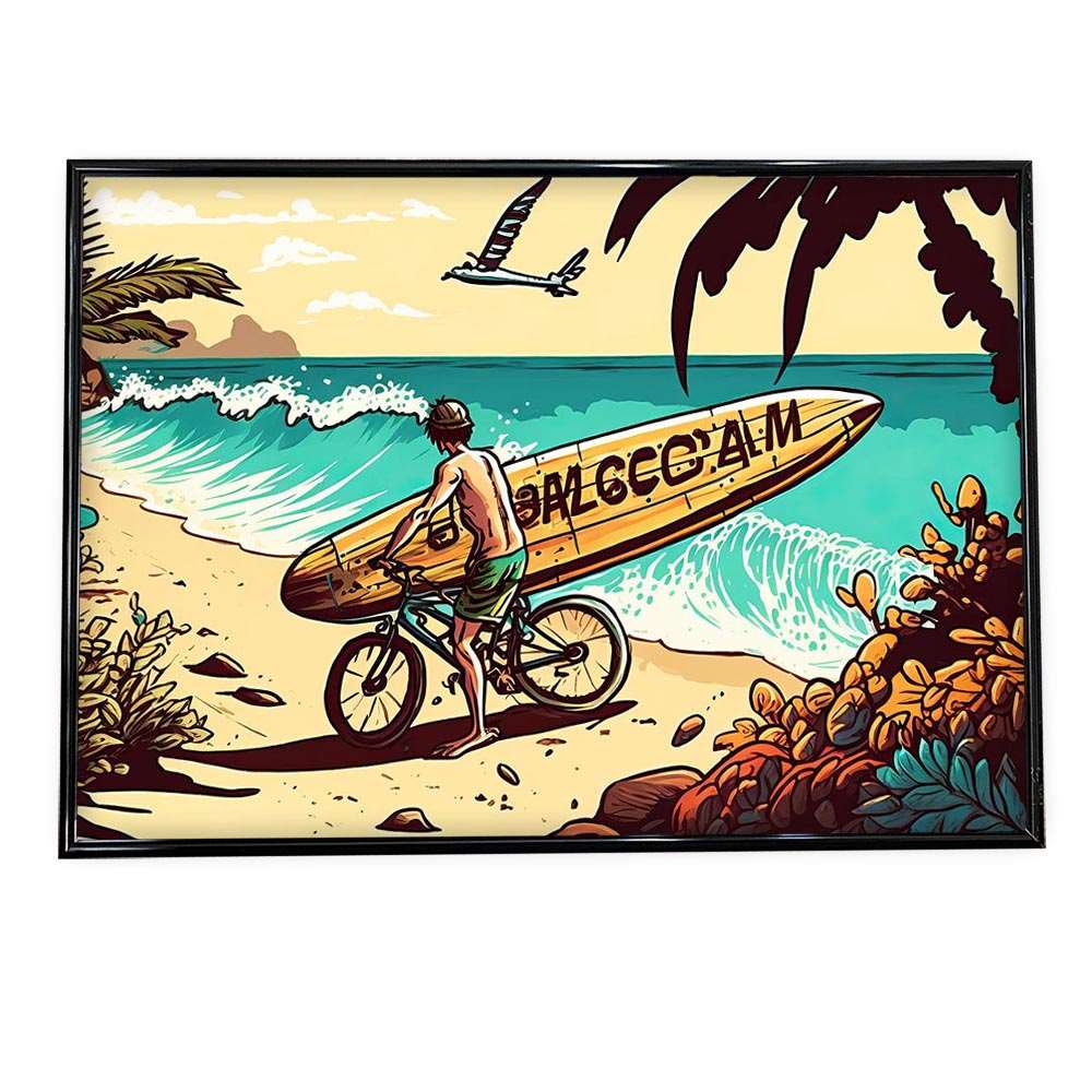 サーフボード かわいい サーフィン ポスターイラスト アニマル 夏 海 【選べる全サイズ＆用紙】おしゃ..