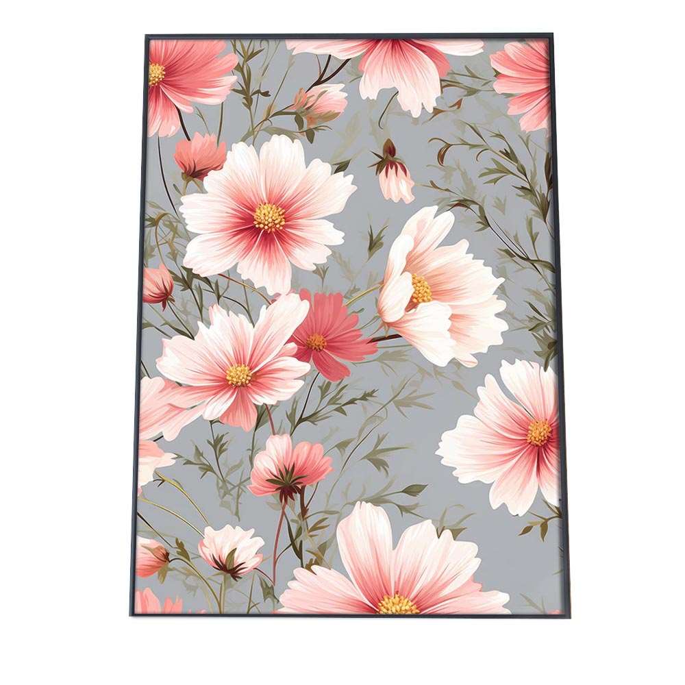 春 イラスト 夏 花 ピンク 白 ポスター 【選べる全サイズ＆用紙】 インテリア モダン シンプル オシャレ お洒落 a0 a1 a2 a3 a4 b0 b1 b2 b3 b4【si-poster-292】