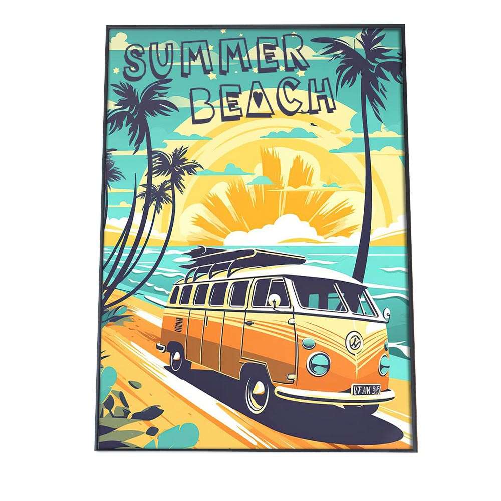 ポスター サーフ ハワイアン レトロ ヴィンテージ アメリカン ヤシの木 バス 車 乗り物 インテリア おしゃれ アート モダン a0 a1 a2 a3 a4 b0 b1 b2 b3 b4 特大 小さい 縦【si-poster-96】