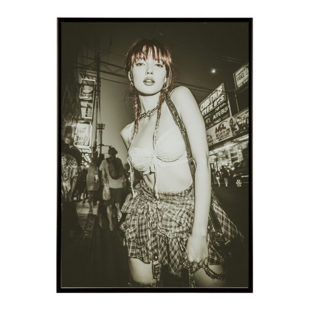 モノクロフォトガール 写真 レトロ エモーショナル 写真 シャビー 古い 絵葉書 ポスター 用紙とサイズが選べる インテリア おしゃれ プリントポスター フォト イラスト お洒落 特大 大きい【lm-poster-2378】