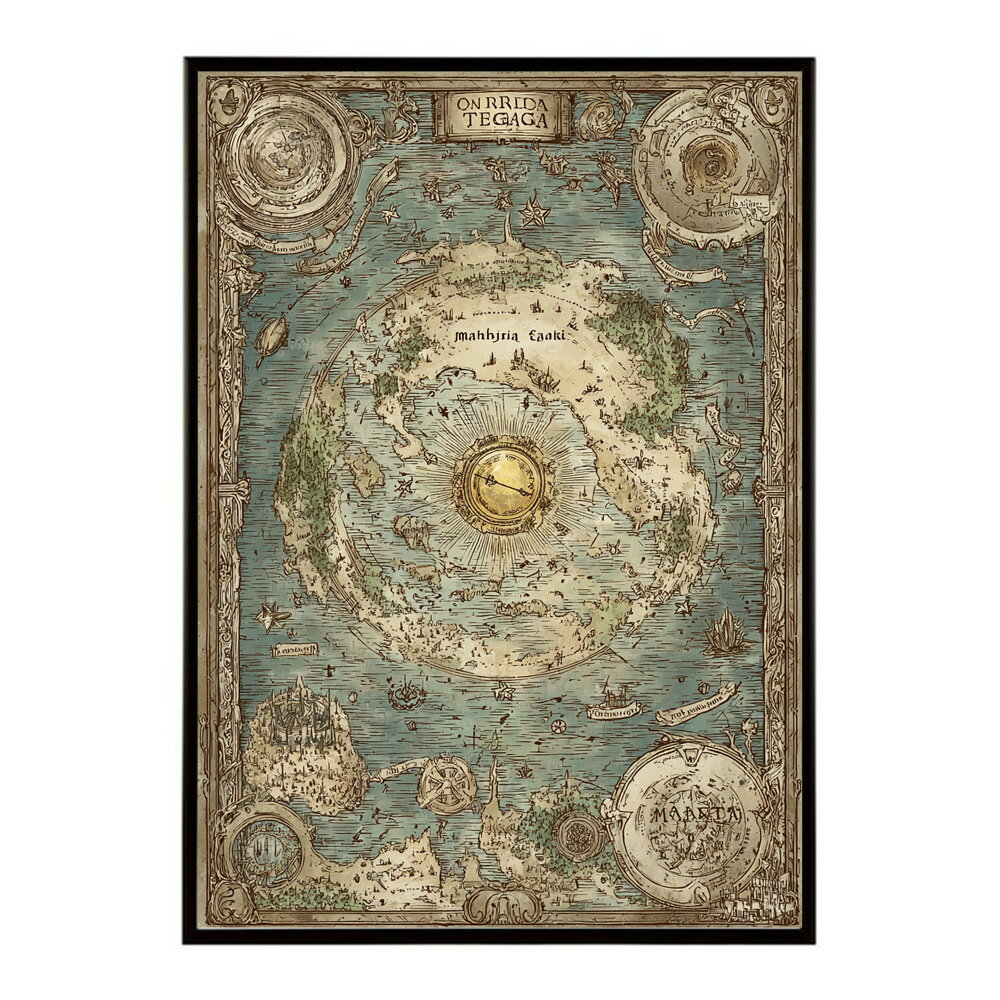 Rakuten - ファンタジーマップ　地図　宝　トレジャー　異世界　海賊　レトロ　ビンテージ　紙　古い　ポスター 用紙とサイズが選べる インテリア おしゃれ プリントポスター フォト イラスト お洒落 特大 大きい【lm-poster-4219】