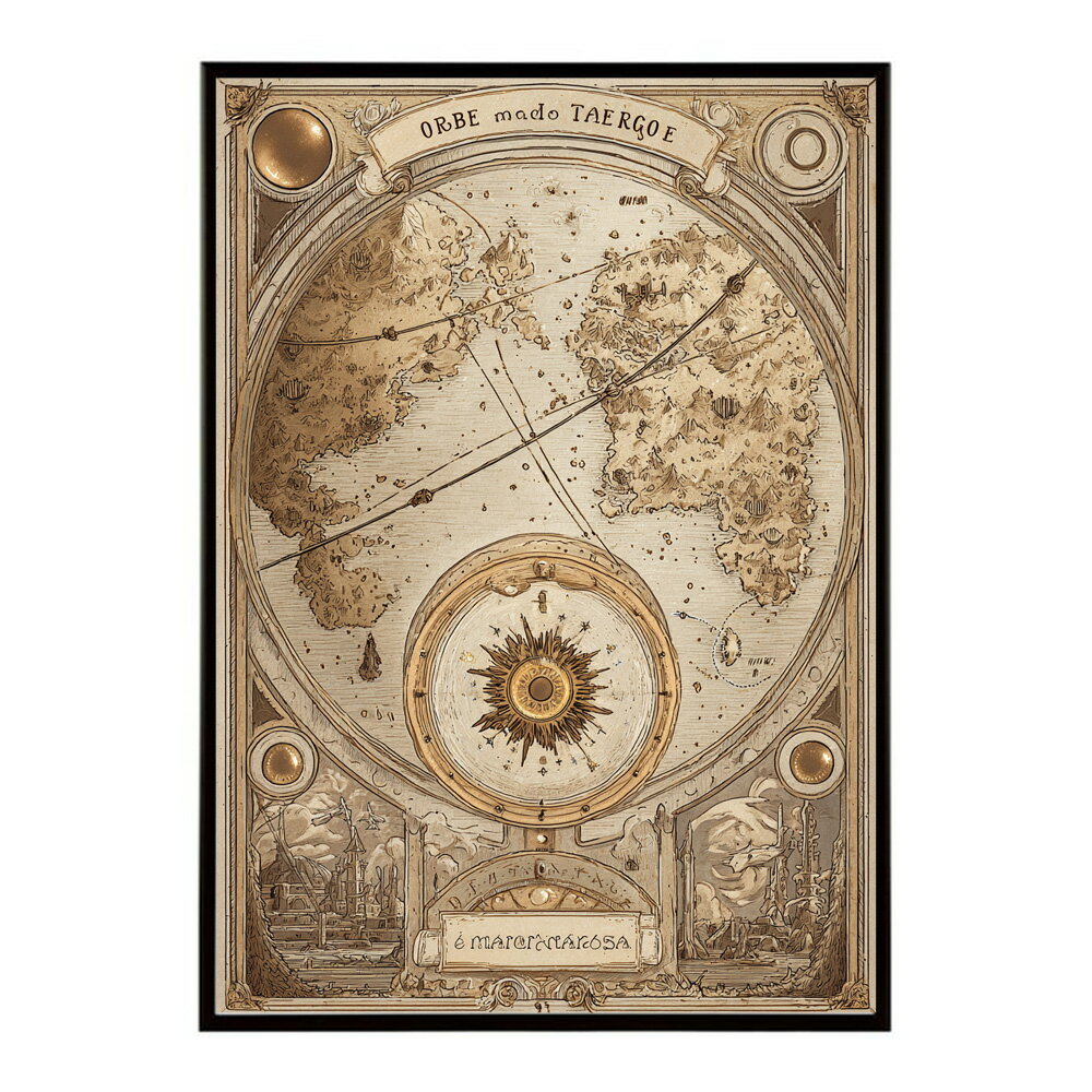 Rakuten - ファンタジーマップ　地図　宝　トレジャー　異世界　海賊　レトロ　ビンテージ　紙　古い　ポスター 用紙とサイズが選べる インテリア おしゃれ プリントポスター フォト イラスト お洒落 特大 大きい【lm-poster-4243】