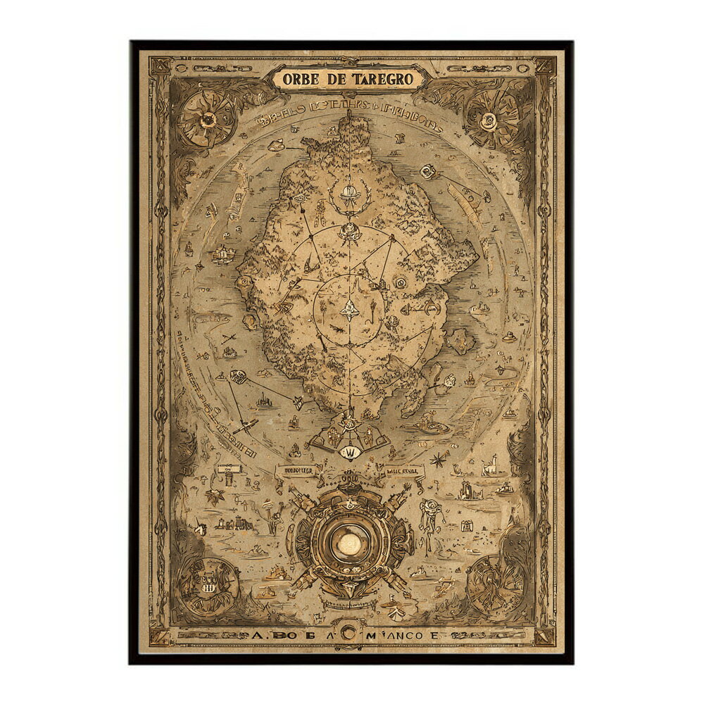 ファンタジーマップ　地図　宝　トレジャー　異世界　海賊　レトロ　ビンテージ　紙　古い　ポスター 用紙とサイズが選べる インテリア おしゃれ プリントポスター フォト イラスト お洒落 特大 大きい【lm-poster-4244】