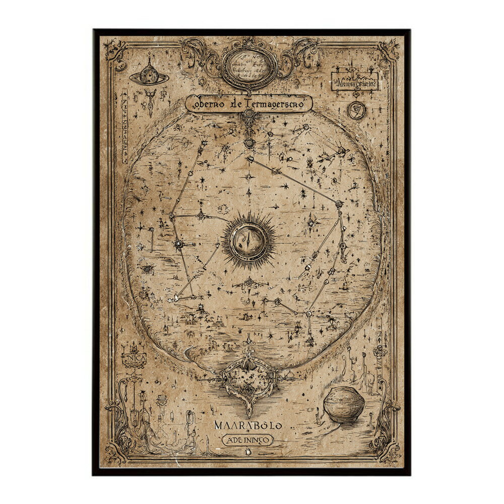 ファンタジーマップ　地図　宝　トレジャー　異世界　海賊　レトロ　ビンテージ　紙　古い　ポスター 用紙とサイズが選べる インテリア おしゃれ プリントポスター フォト イラスト お洒落 特大 大きい【lm-poster-4256】