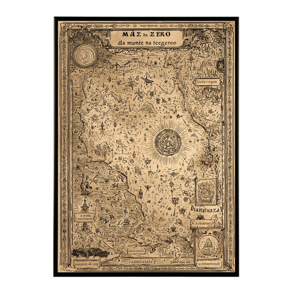 Rakuten - ファンタジーマップ　地図　宝　トレジャー　異世界　海賊　レトロ　ビンテージ　紙　古い　ポスター 用紙とサイズが選べる インテリア おしゃれ プリントポスター フォト イラスト お洒落 特大 大きい【lm-poster-4280】