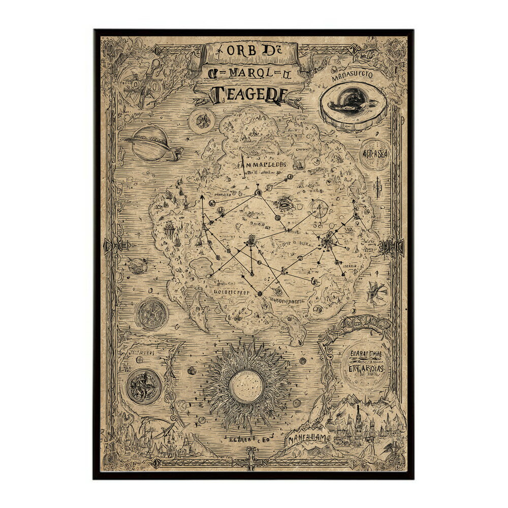 ファンタジーマップ　地図　宝　トレジャー　異世界　海賊　レトロ　ビンテージ　紙　古い　ポスター 用紙とサイズが選べる インテリア おしゃれ プリントポスター フォト イラスト お洒落 特大 大きい【lm-poster-4306】