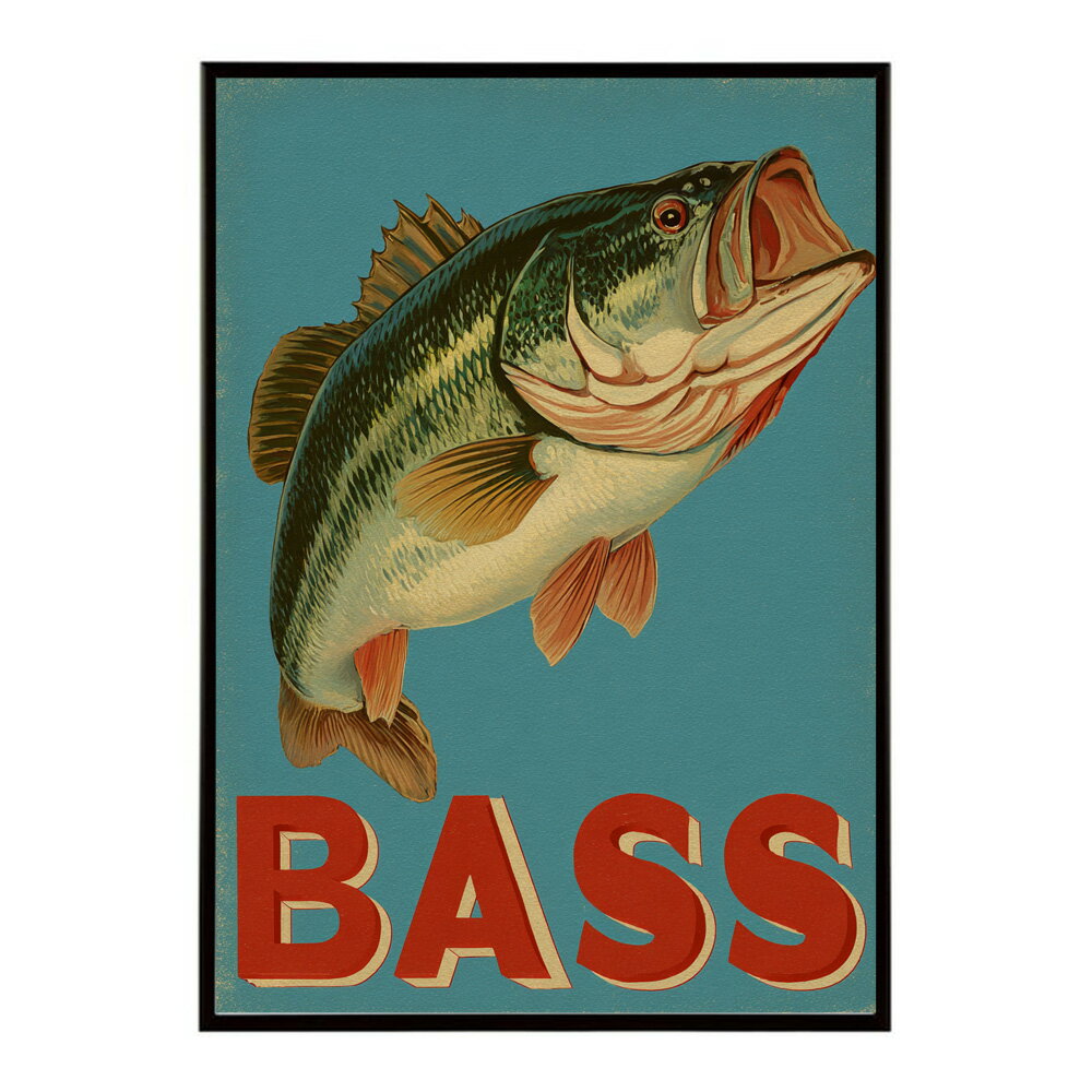 Rakuten - BASS ポスター ブラックバス フィッシング アート 釣り ビンテージ アメリカン レトロデザイン 壁掛けポスター ガレージ カフェ バー インテリア 装飾 インテリア プリントポスター フォト イラスト お洒落 特大 大きい【lm-poster-5074】