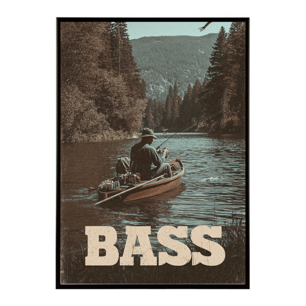 Rakuten - BASS ポスター ブラックバス フィッシング アート 釣り ビンテージ アメリカン レトロデザイン 壁掛けポスター ガレージ カフェ バー インテリア 装飾 インテリア プリントポスター フォト イラスト お洒落 特大 大きい【lm-poster-5085】
