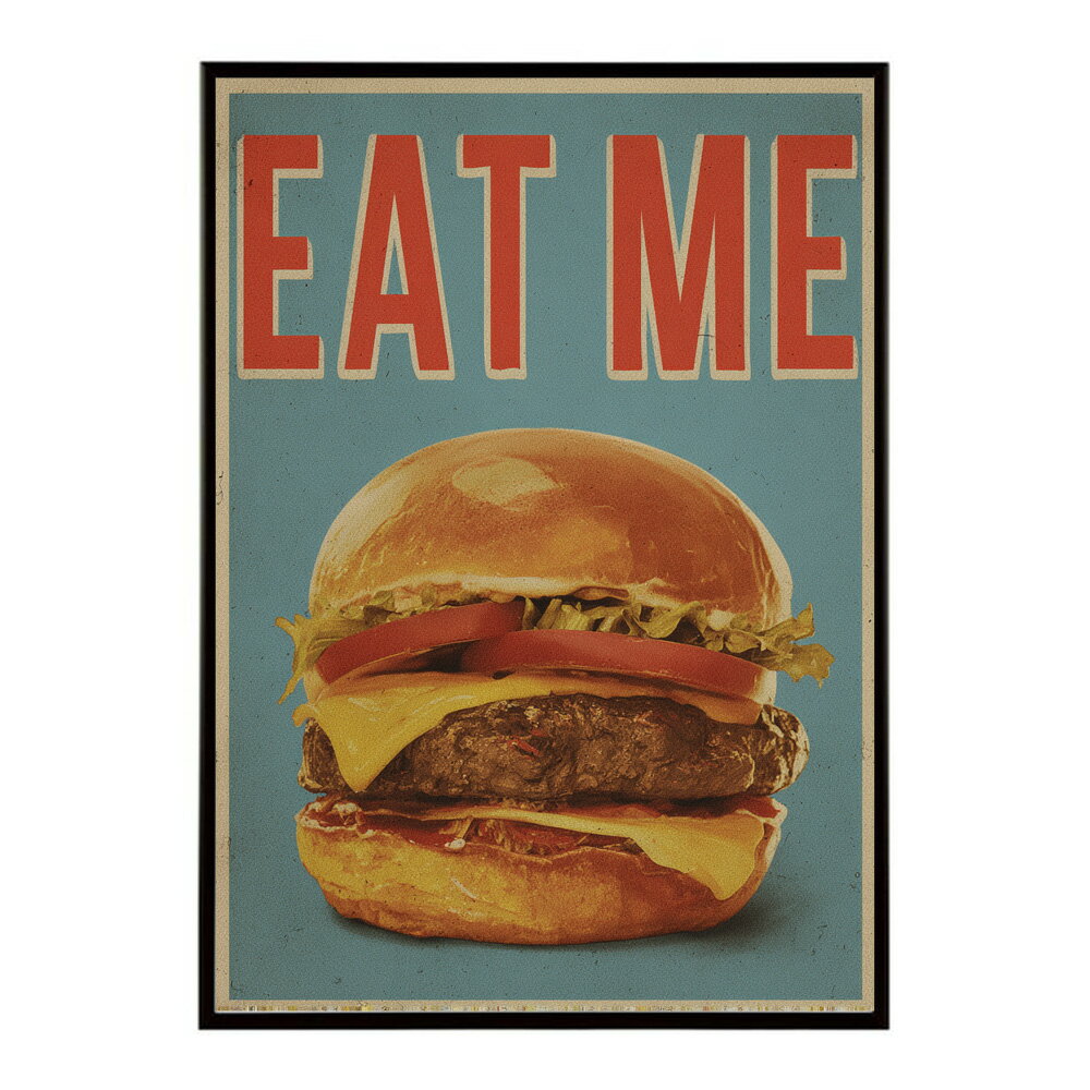Rakuten - ハンバーガーポスター アメリカンポスター ハンバーガー アート レトロデザイン EAT ME TASTY カフェ装飾 インテリア おしゃれ プリントポスター フォト イラスト お洒落 特大 大きい【lm-poster-5701】