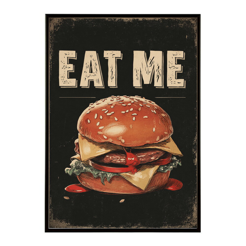 ハンバーガーポスター アメリカンポスター ハンバーガー アート レトロデザイン EAT ME TASTY カフェ装飾 インテリア おしゃれ プリントポスター フォト イラスト お洒落 特大 大きい【lm-poster-5711】 interiorposter-10061092 ファッションポスターEFPI パッケージ画像