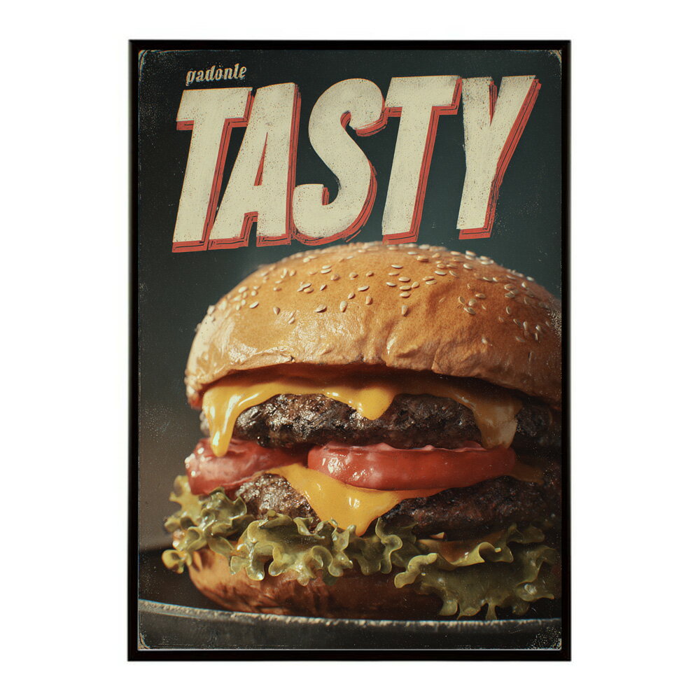 ハンバーガーポスター アメリカンポスター ハンバーガー アート レトロデザイン EAT ME TASTY カフェ装飾 インテリア おしゃれ プリントポスター フォト イラスト お洒落 特大 大きい【lm-poster-5713】