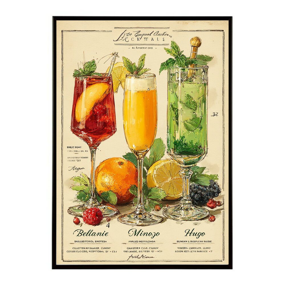 ポスター　モヒートポスター おしゃれ バー インテリア アート 北欧風 絵 ウォールアート 酒 カクテル 海外風 カフェ レストラン 英字デザイン おしゃれ フォト イラスト お洒落 特大 大きい【lm-poster-6166】