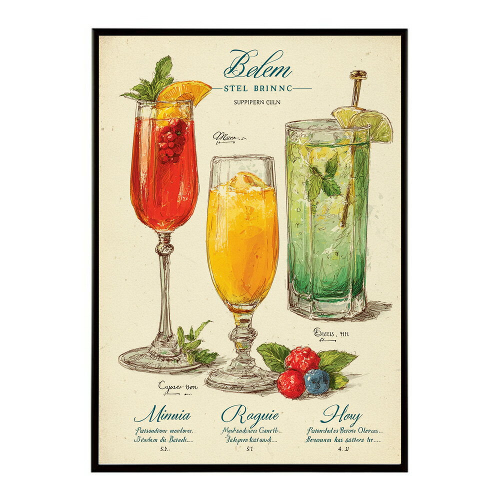 ポスター モヒートポスター おしゃれ バー インテリア アート 北欧風 絵 ウォールアート 酒 カクテル 海外風 カフェ レストラン 英字デザイン おしゃれ フォト イラスト お洒落 特大 大きい【lm-poster-6169】