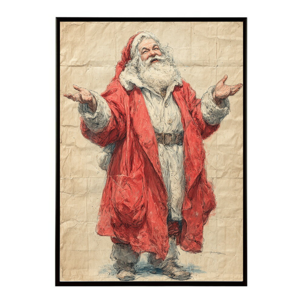 Rakuten - Christmas サンタクロース サンタ イベント パーティー 北欧 Xmas トナカイ 絵画 イラスト ポスター インテリア おしゃれ プリントポスター フォト イラスト 【lm-poster-7173】